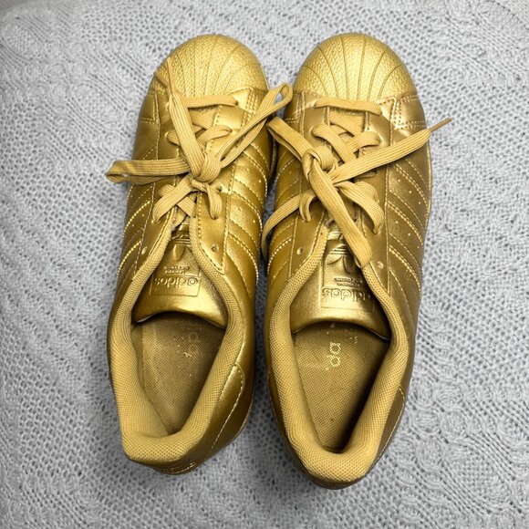 Adidas Superstar Gold Metallic Sneakers Size - Picture 2 of 5